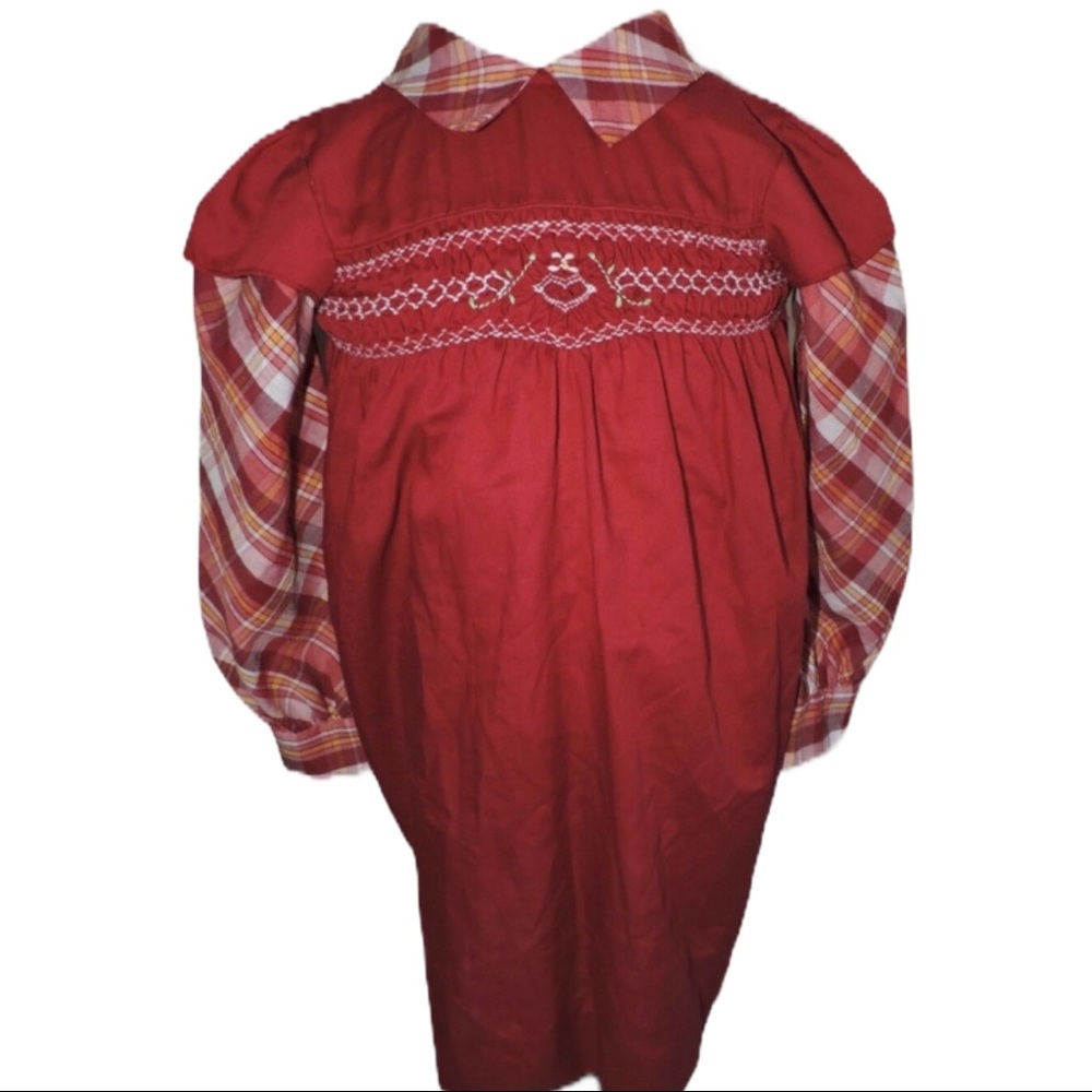 Vintage Princess Anne Hand Smocked Dress Maroon 6